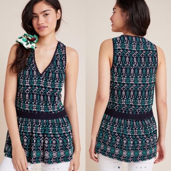 Anthropologie Maeve Cammie Embroidered Top Boho Multi Color Feminine Festival - Picture 1 of 16